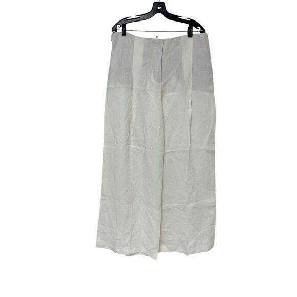 Zara Womens Dress Pants XL White Linen Blend Wide Leg Trousers 2927/586 NWT - Picture 1 of 11